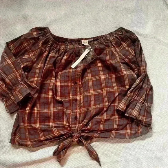 NWT blush plaid top - Picture 1 of 3